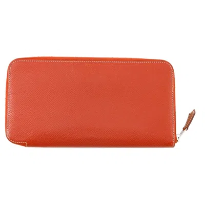 Pre-owned Hermes Brique Epsom Leather Long Wallet (bi-fold) () In Brown