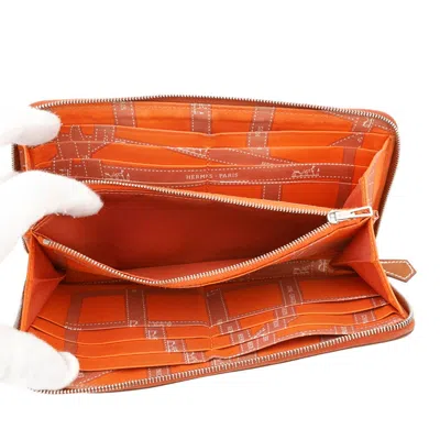 Pre-owned Hermes Brique Epsom Leather Long Wallet (bi-fold) () In Brown