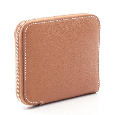 Pre-owned Hermes Brown Evercalf Leather Leather Coin Purse/coin Case ()