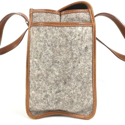 Pre-owned Hermes Brown Gray Felt Leather Shoulder Bag Tote Bag ()