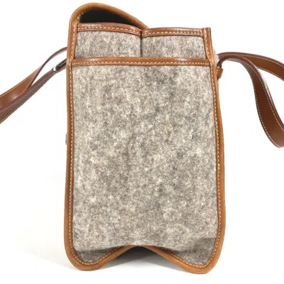 Pre-owned Hermes Brown Gray Felt Leather Shoulder Bag Tote Bag ()