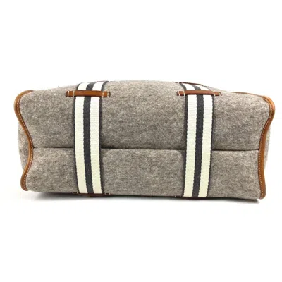 Pre-owned Hermes Brown Gray Felt Leather Shoulder Bag Tote Bag ()