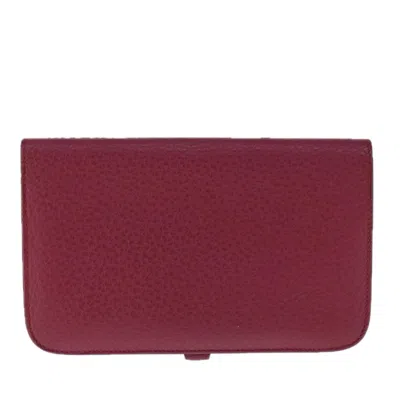 Pre-owned Hermes Hermès Dogon Burgundy Leather Wallet  ()