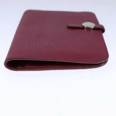 Pre-owned Hermes Hermès Dogon Burgundy Leather Wallet  ()