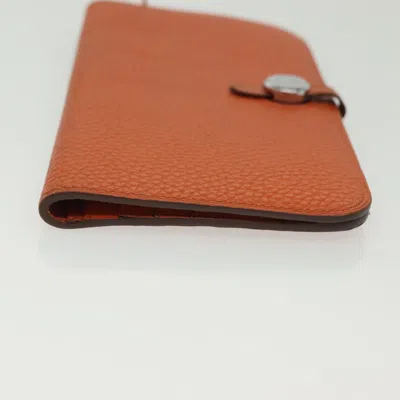 Pre-owned Hermes Hermès Dogon Orange Leather Wallet  ()