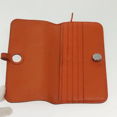 Pre-owned Hermes Hermès Dogon Orange Leather Wallet  ()