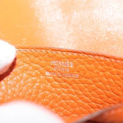 Pre-owned Hermes Hermès Dogon Orange Leather Wallet  ()