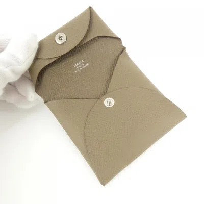 Pre-owned Hermes Etoupe Gray Epsom Leather Coin Purse/coin Case ()