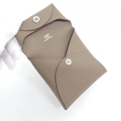 Pre-owned Hermes Etoupe Gray Epsom Leather Coin Purse/coin Case ()