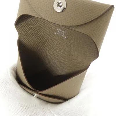Pre-owned Hermes Etoupe Gray Epsom Leather Coin Purse/coin Case ()