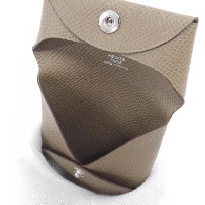 Pre-owned Hermes Etoupe Gray Epsom Leather Coin Purse/coin Case ()