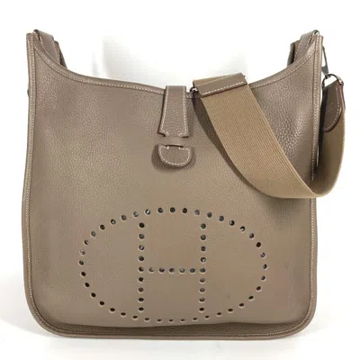 Pre-owned Hermes Etoupe Gray Gray Taurillon Clemence Leather Shoulder Bag ()