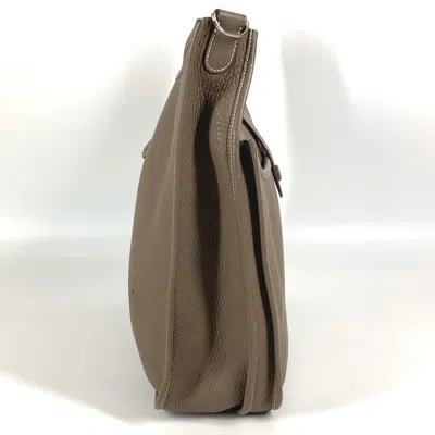Pre-owned Hermes Etoupe Gray Gray Taurillon Clemence Leather Shoulder Bag ()