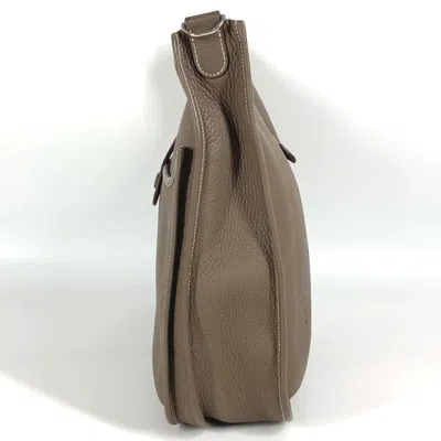 Pre-owned Hermes Etoupe Gray Gray Taurillon Clemence Leather Shoulder Bag ()
