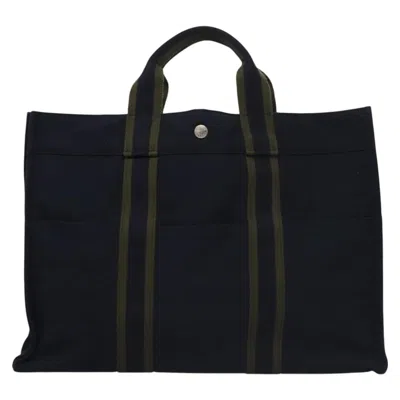 Pre-owned Hermes Hermès Fourre Tout Navy Canvas Tote Bag () In Blue