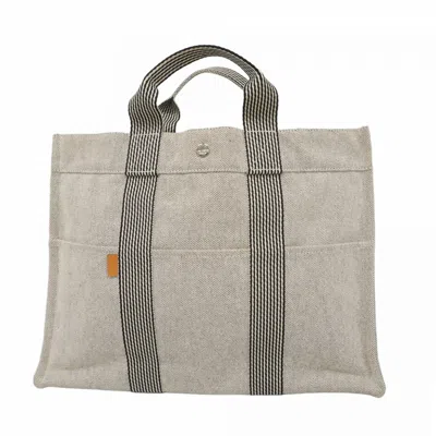 Pre-owned Hermes Gray Canvas Tote Bag ()