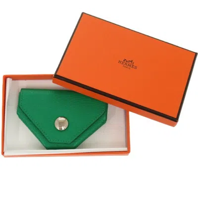 Pre-owned Hermes Green Mint Green Chevre Leather Coin Purse/coin Case ()