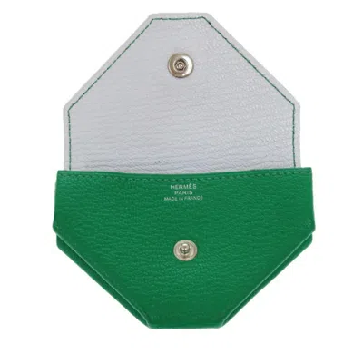 Pre-owned Hermes Green Mint Green Chevre Leather Coin Purse/coin Case ()