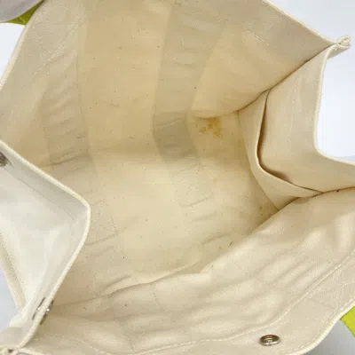 Pre-owned Hermes Green White Canvas Tote Bag () In Multi