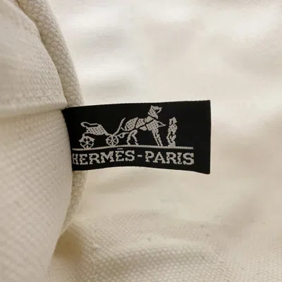 Pre-owned Hermes Green White Canvas Tote Bag () In Multi