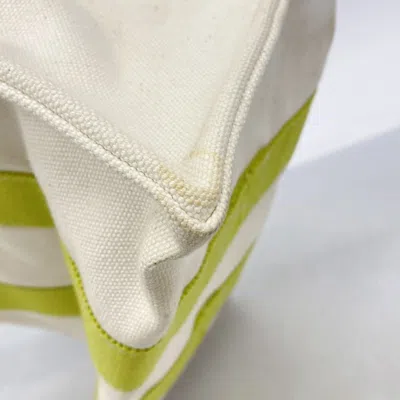 Pre-owned Hermes Green White Canvas Tote Bag () In Multi