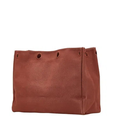 Pre-owned Hermes Her Bag Brown Canvas Handbag ()
