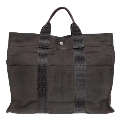 Pre-owned Hermes Hermès Herline Grey Canvas Tote Bag () In Gray
