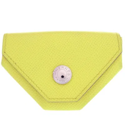Pre-owned Hermes Lime Epsom Leather Coin Purse/coin Case () In Green