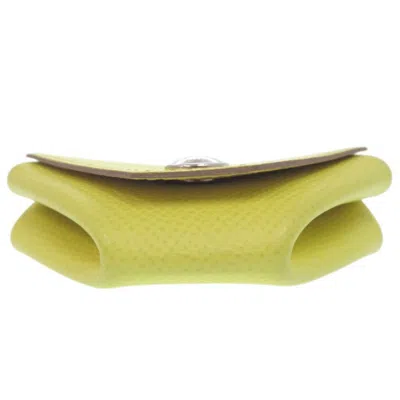 Pre-owned Hermes Lime Epsom Leather Coin Purse/coin Case () In Green