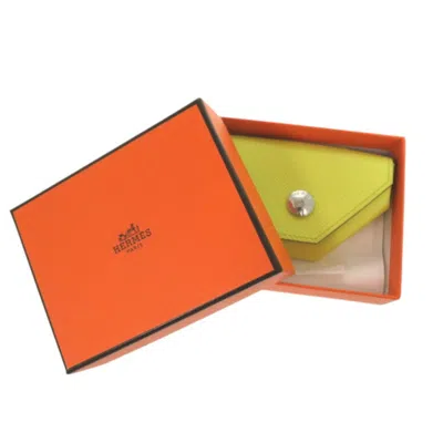 Pre-owned Hermes Lime Epsom Leather Coin Purse/coin Case () In Green