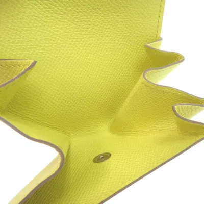 Pre-owned Hermes Lime Epsom Leather Coin Purse/coin Case () In Green