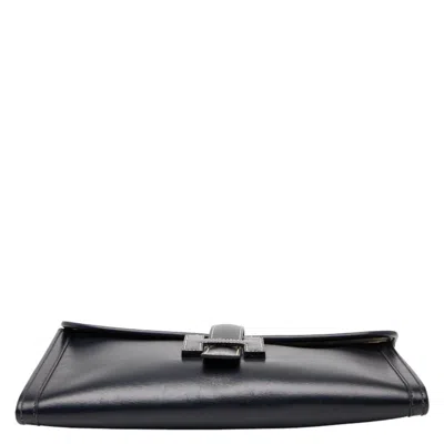 Pre-owned Hermes Navy Box Calf Leather Clutch Bag () In Blue