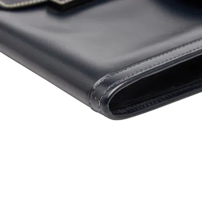 Pre-owned Hermes Navy Box Calf Leather Clutch Bag () In Blue