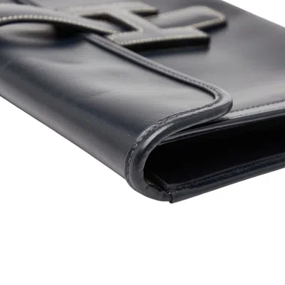 Pre-owned Hermes Navy Box Calf Leather Clutch Bag () In Blue