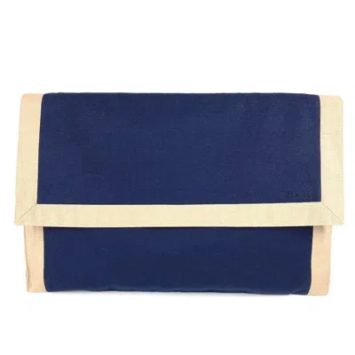 Pre-owned Hermes Navy Cotton Clutch Bag Pouch () In Blue