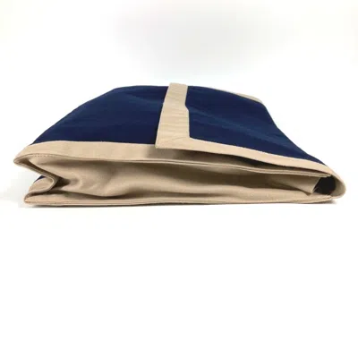 Pre-owned Hermes Navy Cotton Clutch Bag Pouch () In Blue