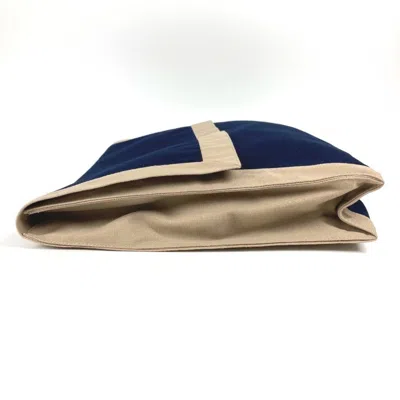 Pre-owned Hermes Navy Cotton Clutch Bag Pouch () In Blue