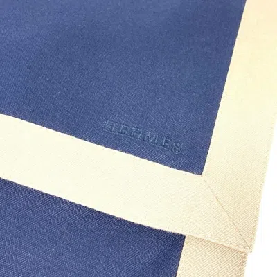 Pre-owned Hermes Navy Cotton Clutch Bag Pouch () In Blue