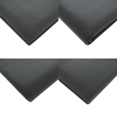 Pre-owned Hermes Navy Swift Leather Bill Wallet (bi-fold) () In Blue