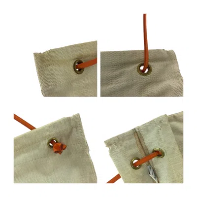 Pre-owned Hermes Orange White Canvas Toile Chevron Shoulder Bag Tote Bag ()