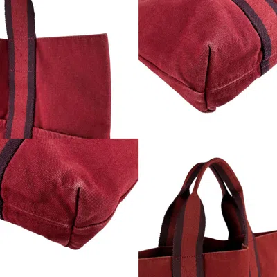 Pre-owned Hermes Red Brown Cotton Handbag Tote Bag ()