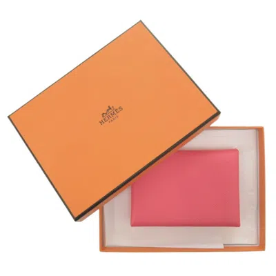 Pre-owned Hermes Rose Azalee Epsom Leather Coin Purse/coin Case () In Pink