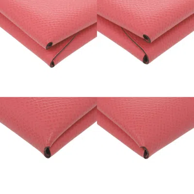 Pre-owned Hermes Rose Azalee Epsom Leather Coin Purse/coin Case () In Pink