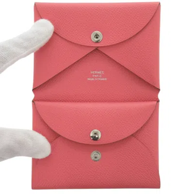 Pre-owned Hermes Rose Azalee Epsom Leather Coin Purse/coin Case () In Pink