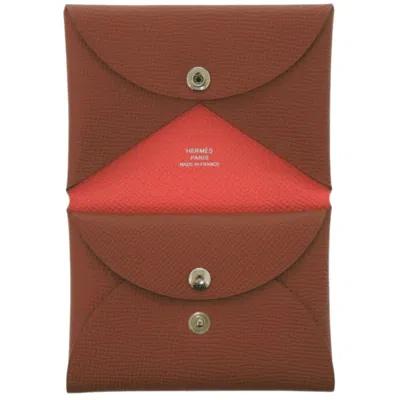 Pre-owned Hermes Rose Jaipur Epsom Leather Coin Purse/coin Case ()