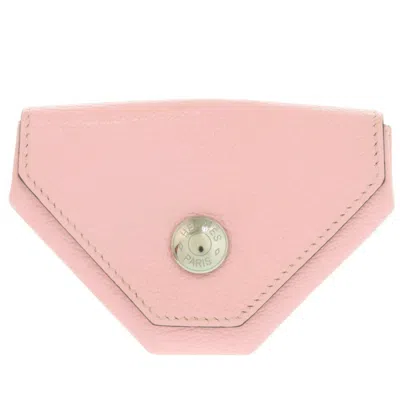 Pre-owned Hermes Rose Sakura Chevre Leather Coin Purse/coin Case () In Pink