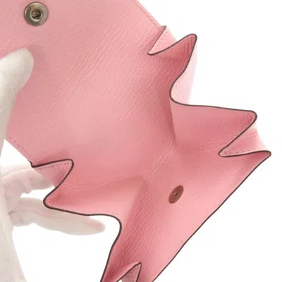 Pre-owned Hermes Rose Sakura Chevre Leather Coin Purse/coin Case () In Pink