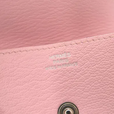 Pre-owned Hermes Rose Sakura Chevre Leather Coin Purse/coin Case () In Pink