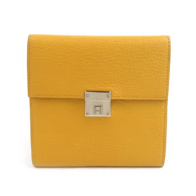 Pre-owned Hermes Yellow Chevre Leather Wallet (bi-fold) ()