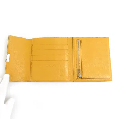 Pre-owned Hermes Yellow Chevre Leather Wallet (bi-fold) ()